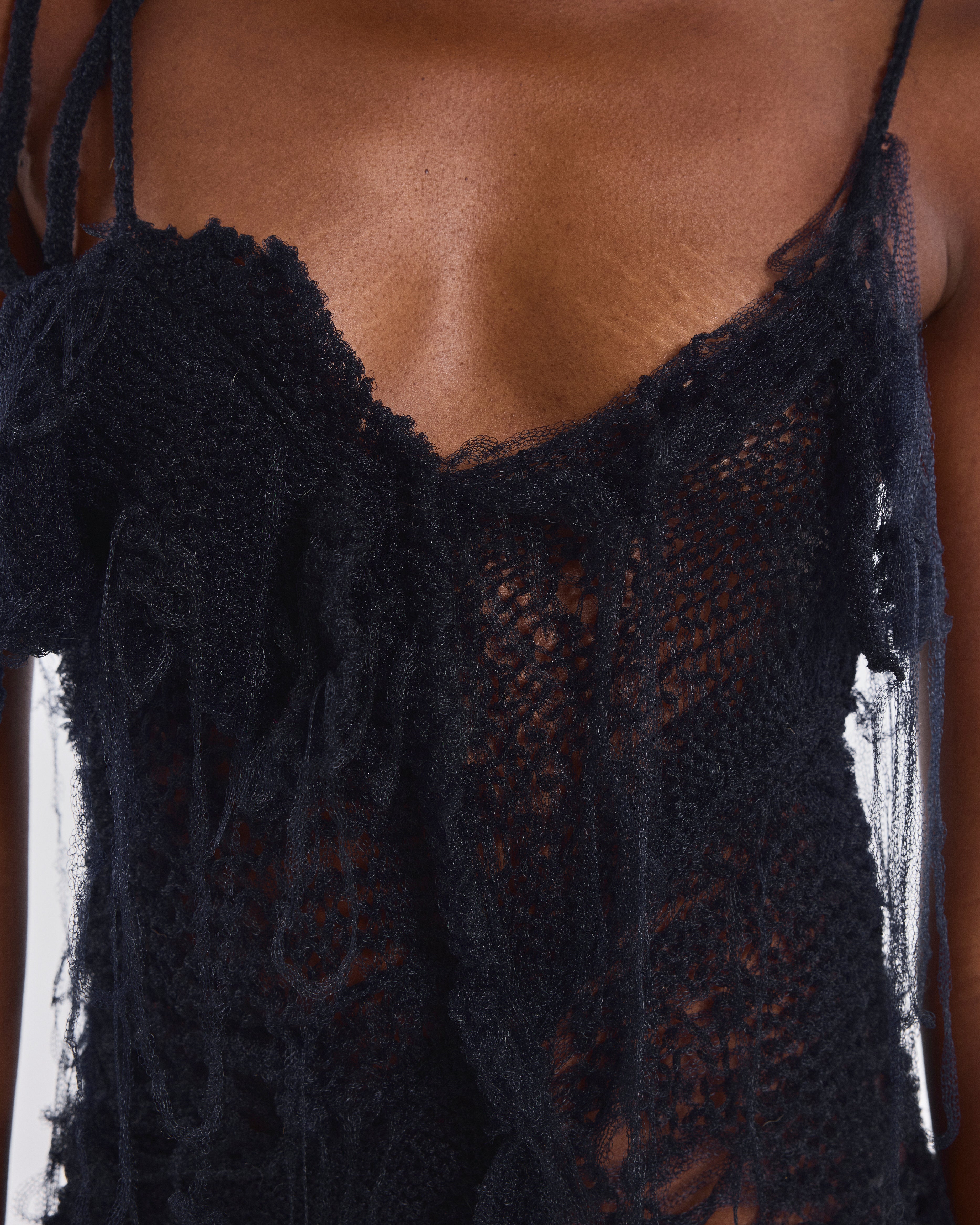 Shredded Knit Mini Dress