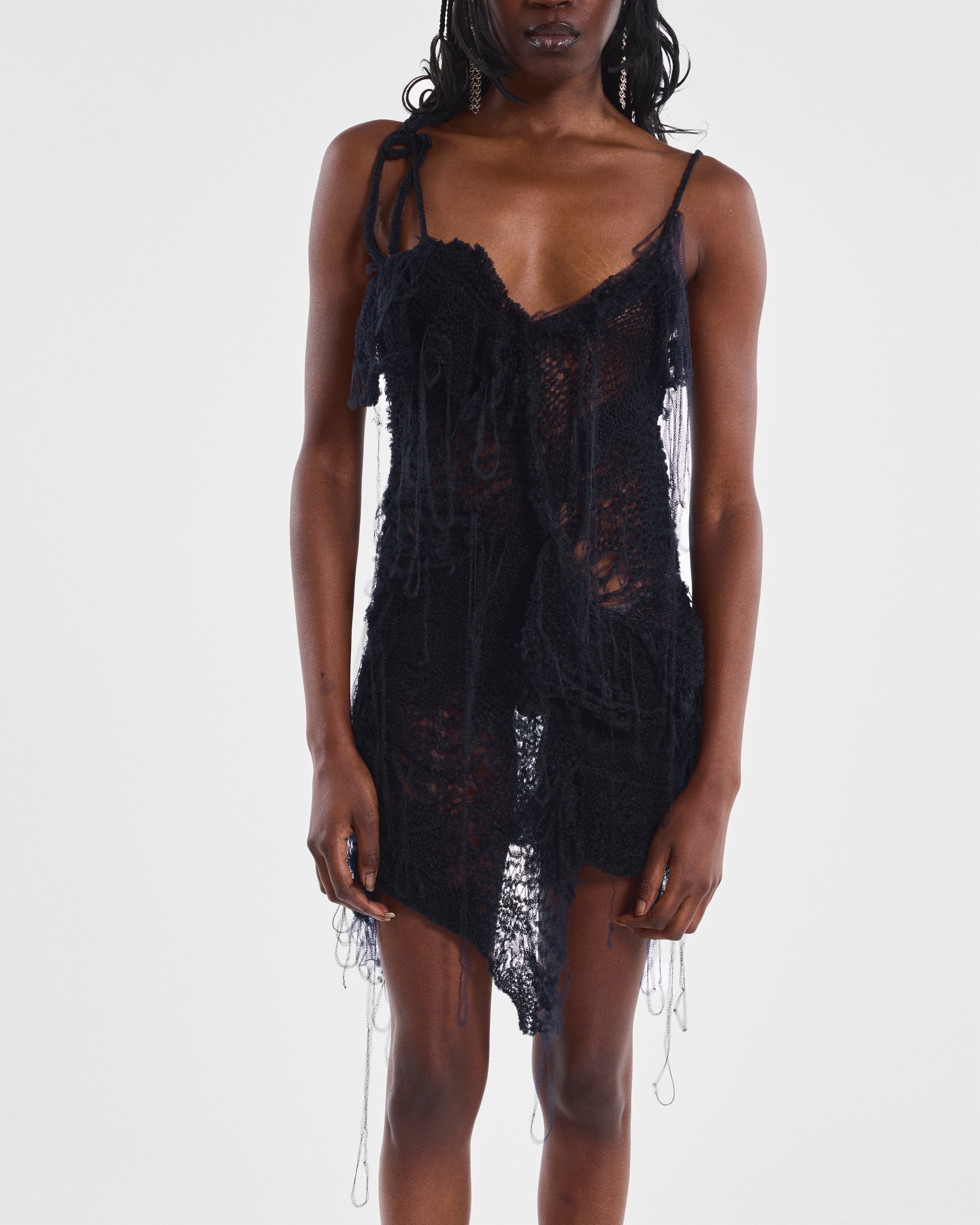 Shredded Knit Mini Dress