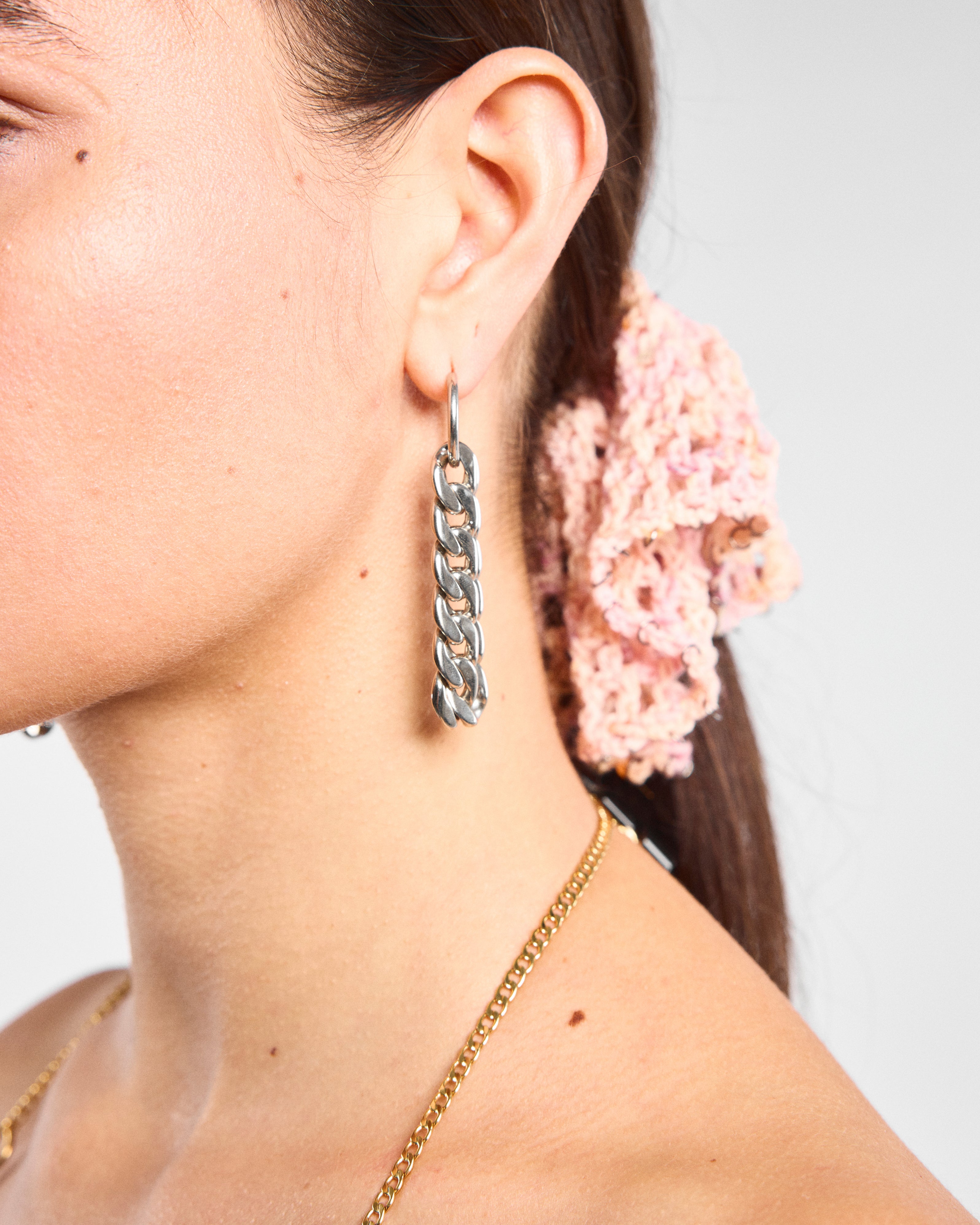 Double Curb Chain Earrings