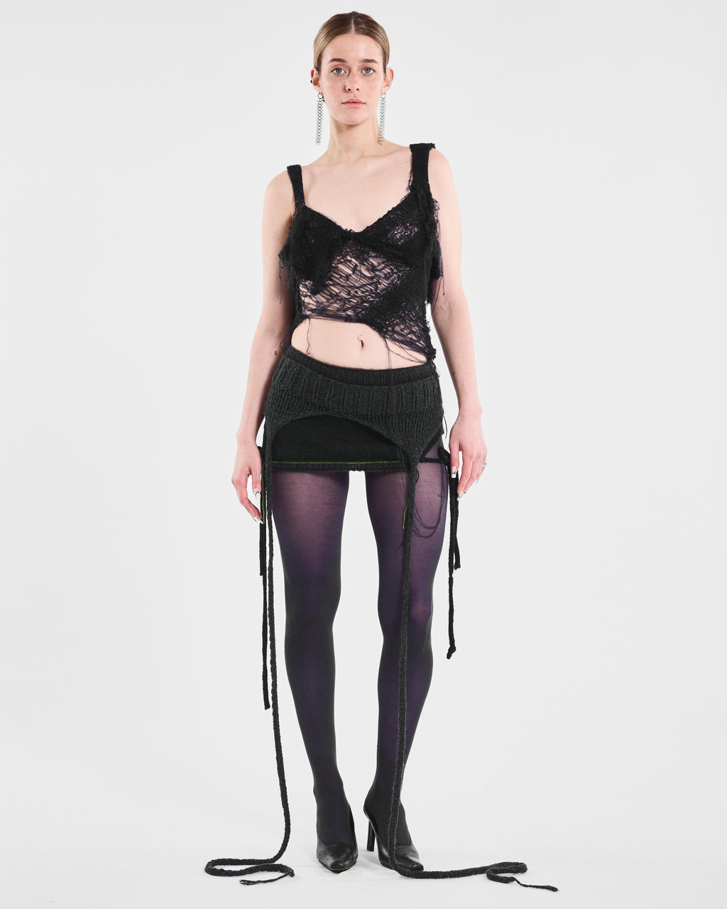 Open-Side Knit Mini Skirt