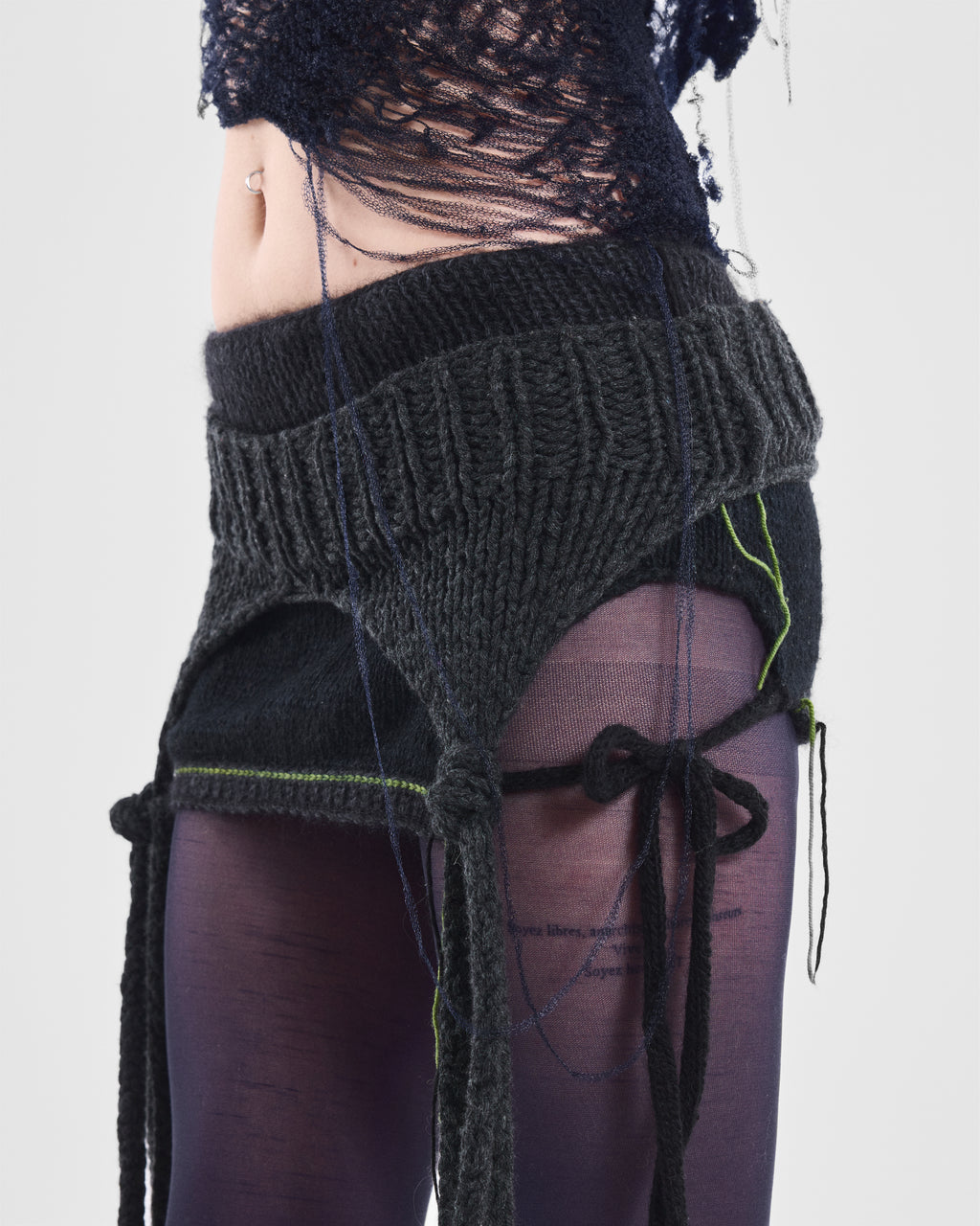 Open-Side Knit Mini Skirt