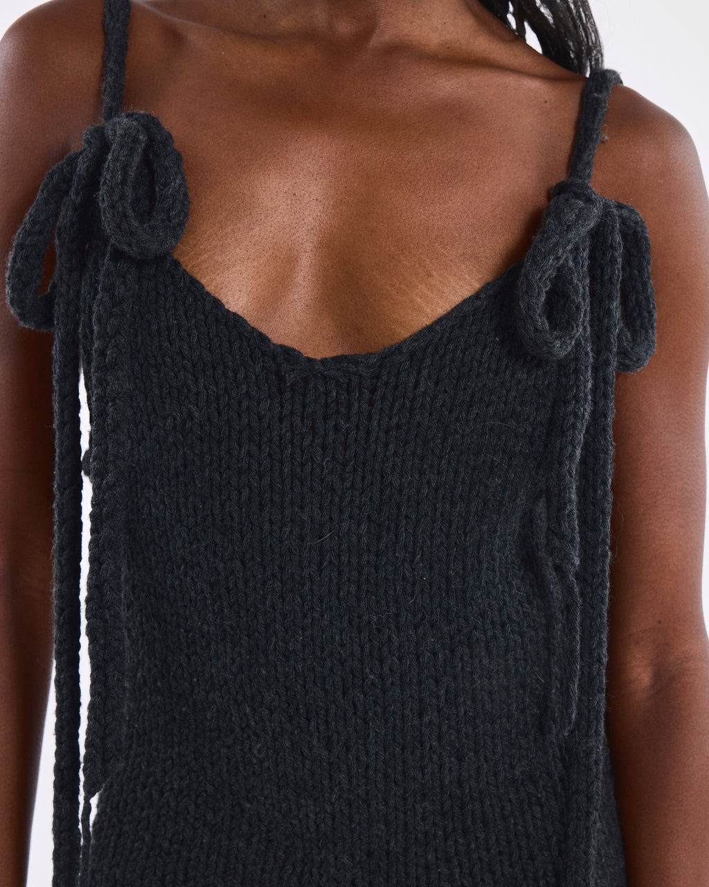 Tie-Shoulder Knit Romper