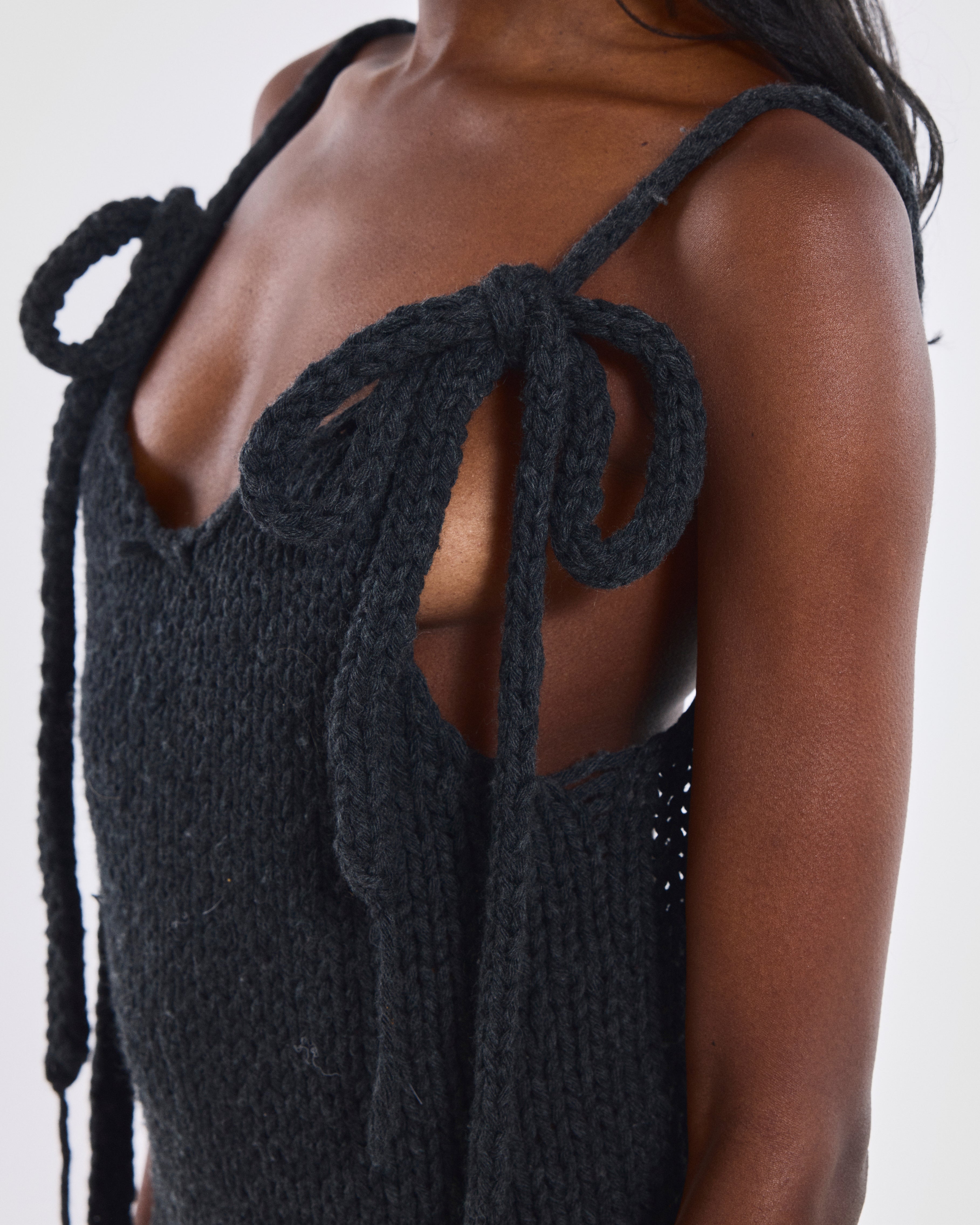 Tie-Shoulder Knit Romper