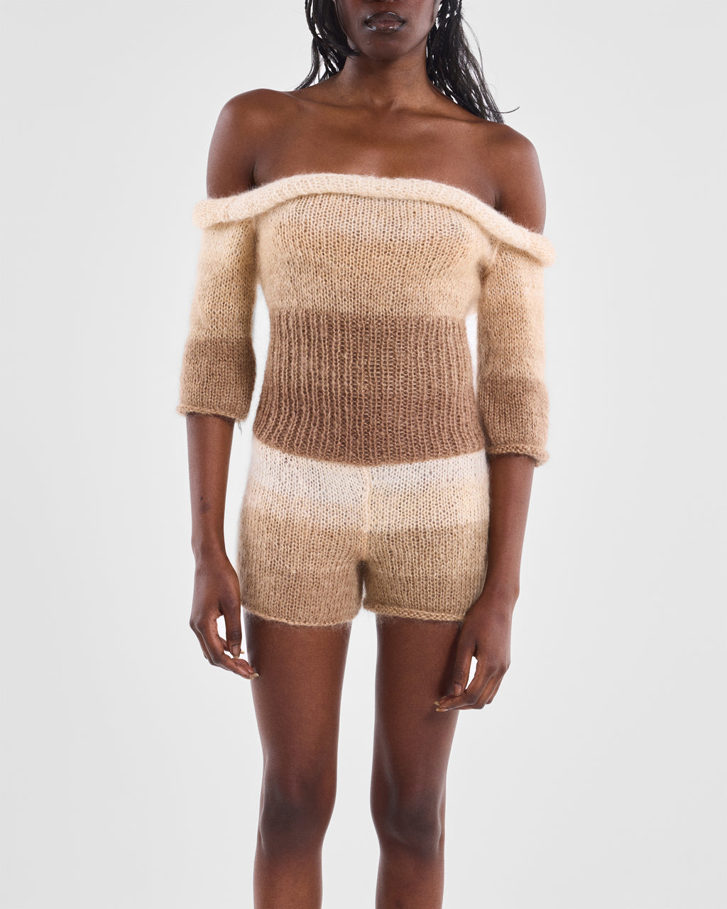 Off-Shoulder Knit Romper