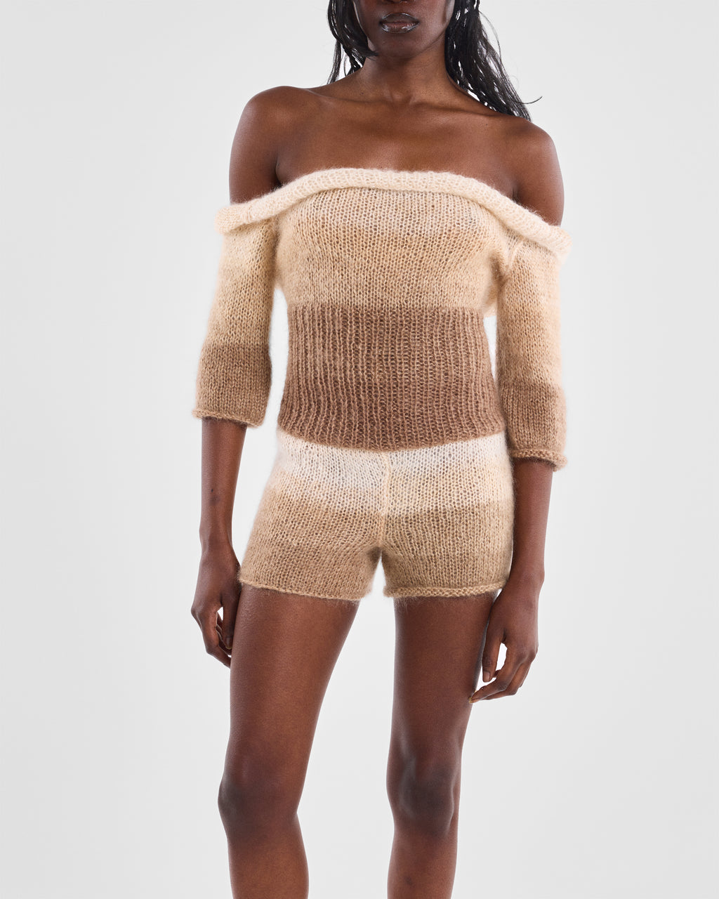 Off-Shoulder Knit Romper