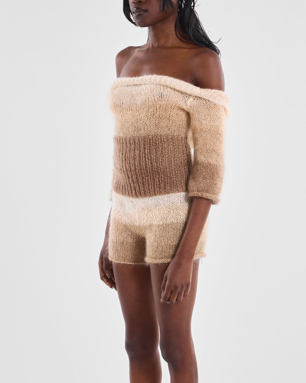 Off-Shoulder Knit Romper