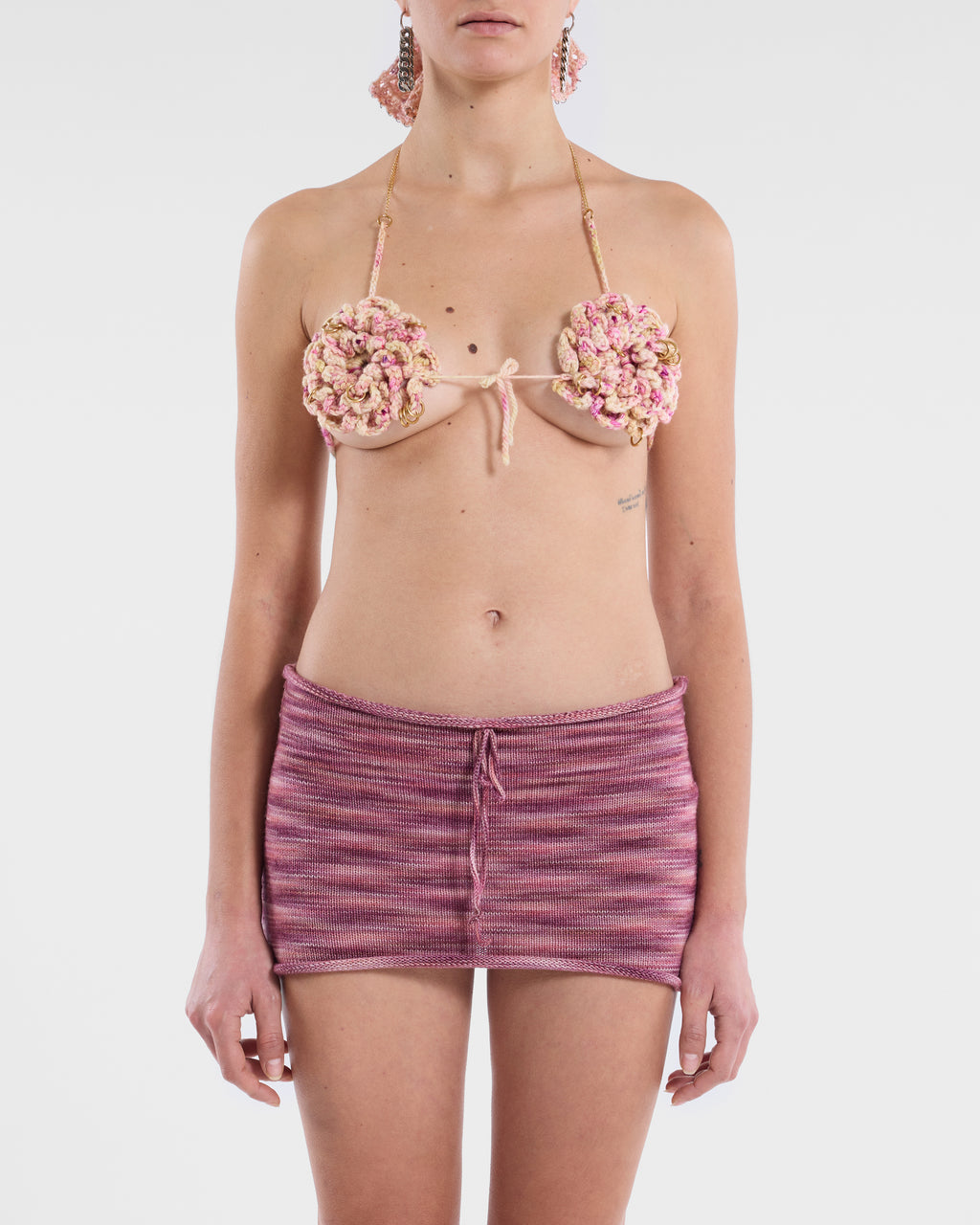 Chunky Pierced Floral Bra - L