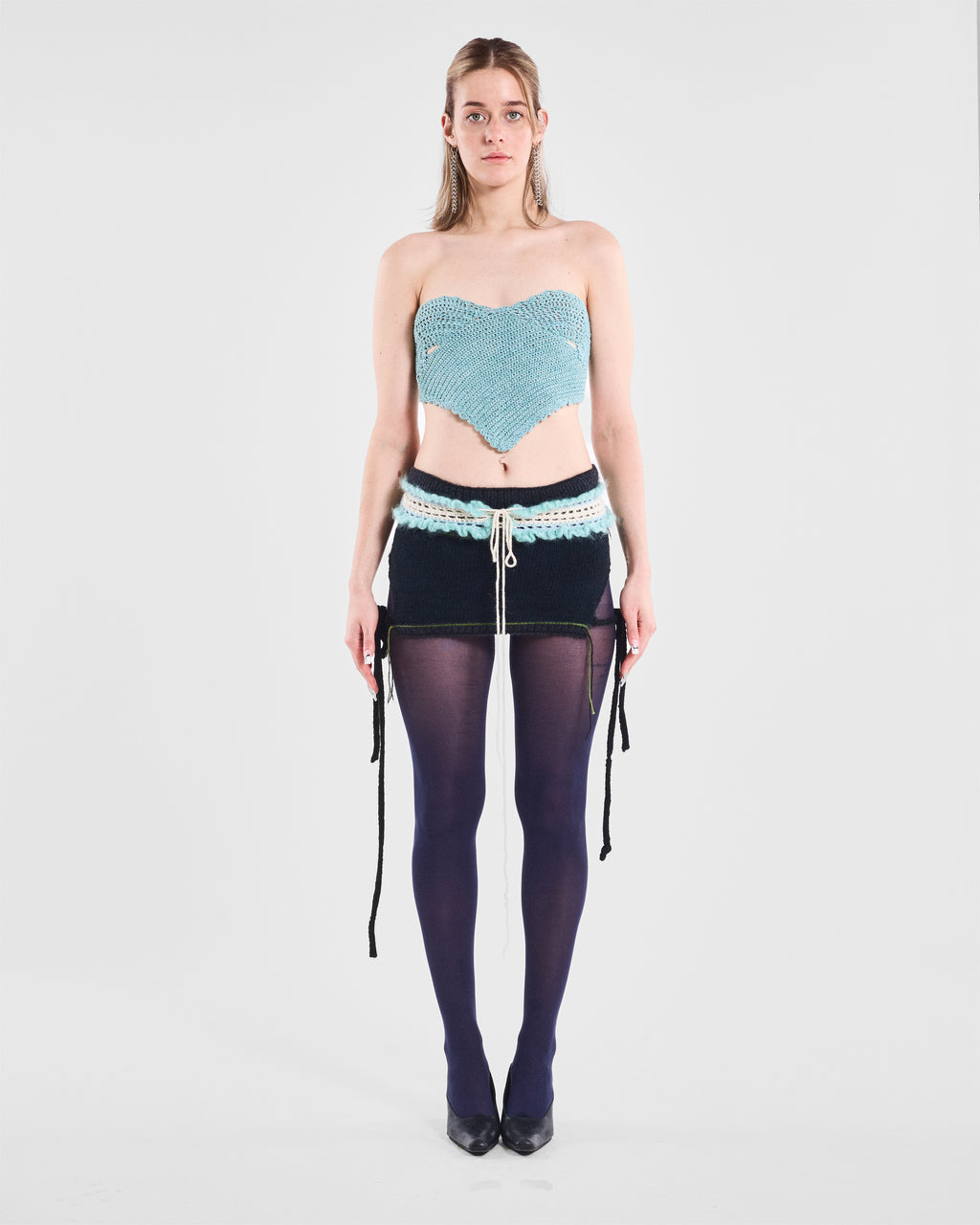 Open-Side Knit Mini Skirt